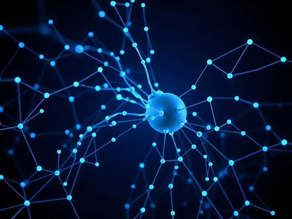 High-tech digital neural network nodes and connections on a